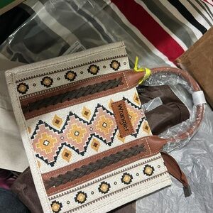Brown and Cream Patterned Tote Bag